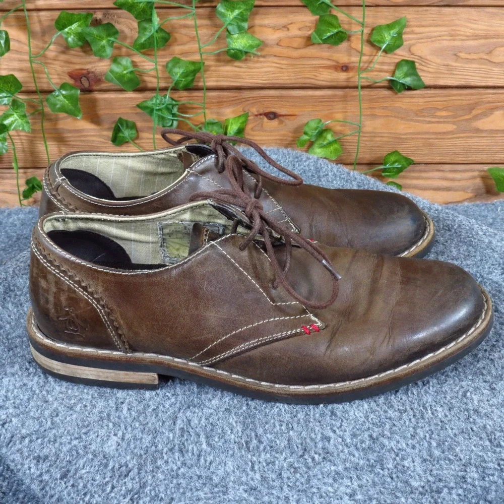 Original Penguin Willie Mens Oxford Shoes Size 8 Dress Work Brown Leather